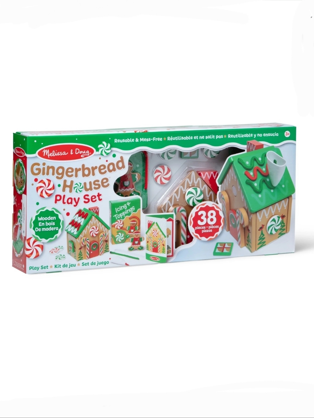 Melissa & Doug Wooden Gingerbread House Reusable, Mess-Free Play Set